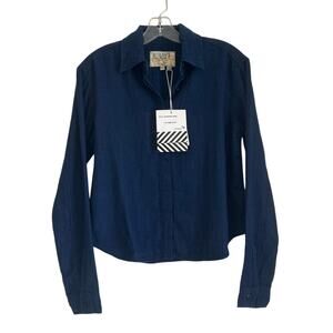 NWT Sandrine Rose Soft Denim Button‑Down, Indigo, Women’s Small